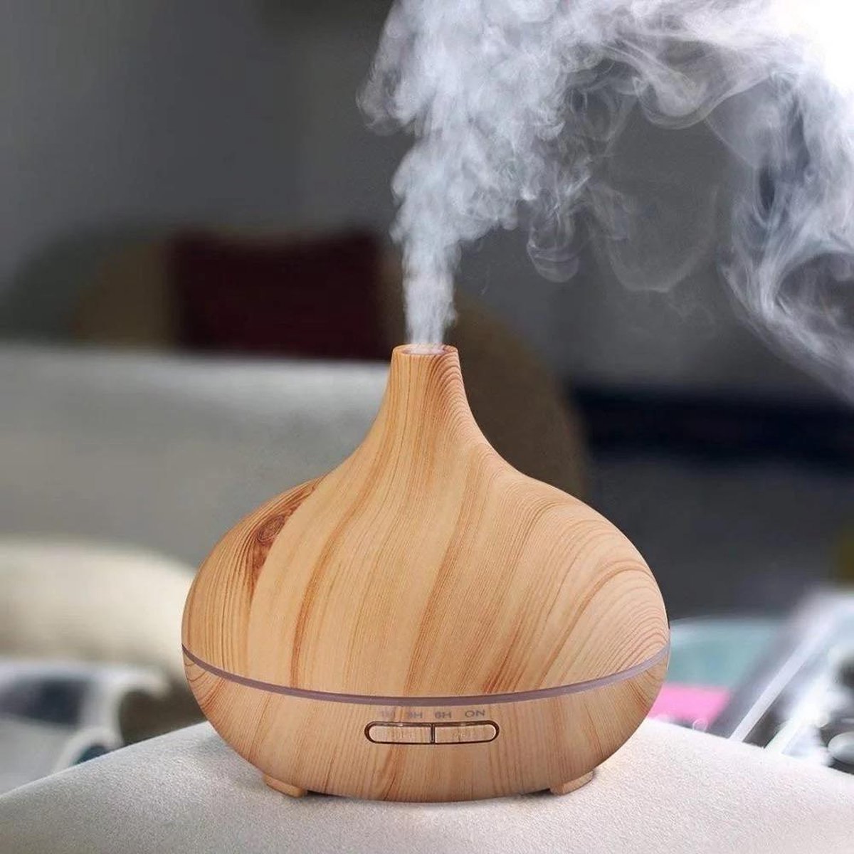 LOUZIR HEERLIJKE AROMA diffuser GEUR VERSPREIDER Luchtbevochtiger - Olie Verdamper - Olie Vernevelaar MET LED LICHT -Houtskleur