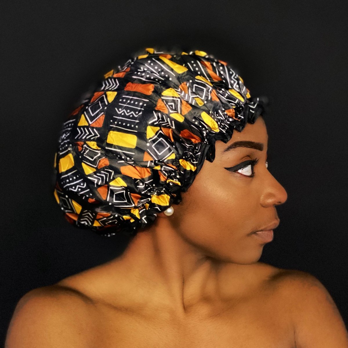 Afabs® XL Extra grote Douchemuts / Shower cap / Douchekapje / Douchecap voor vol haar / krullen / afro - Bruin / Beige bogolan