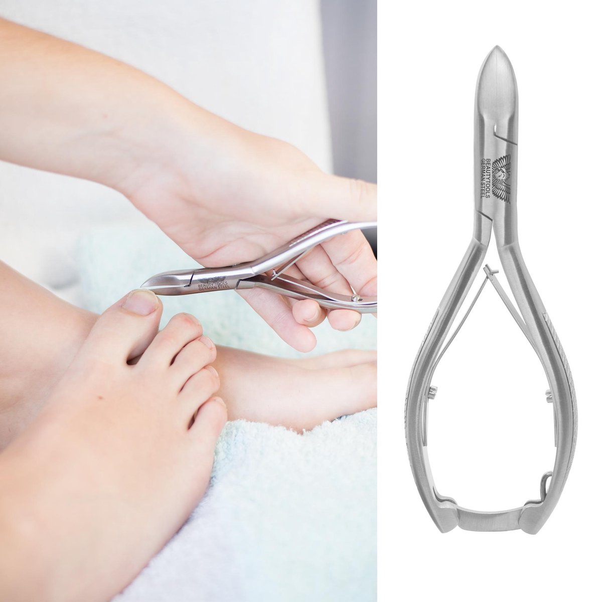 BeautyTools INOX Nagelknipper/Nageltang Voor Pedicure Met Spitse Punt Voor Nagelhoekjes - Voor Harde Teennagels – SuperCut – 15 mm Gebogen Bek (NN-0119)