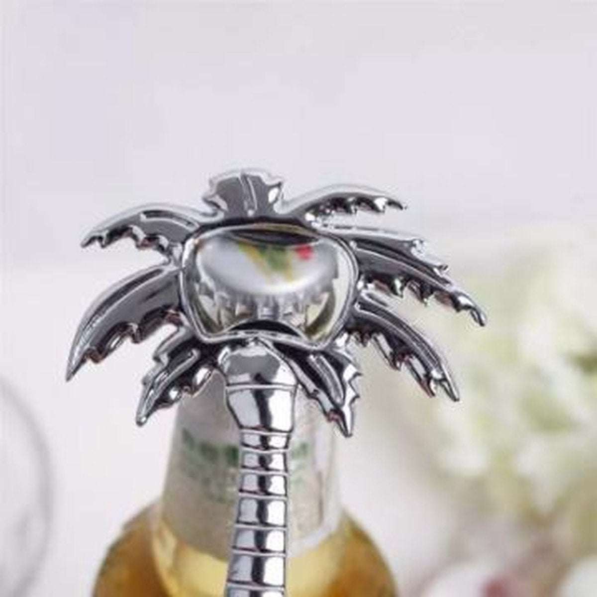 Palmboom flesopener zilver | Cadeau