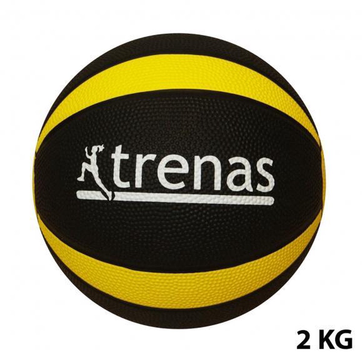 Trenas - Pro Medicijnbal - Medicine bal - Rubber - 2 kg - Zwart-Geel