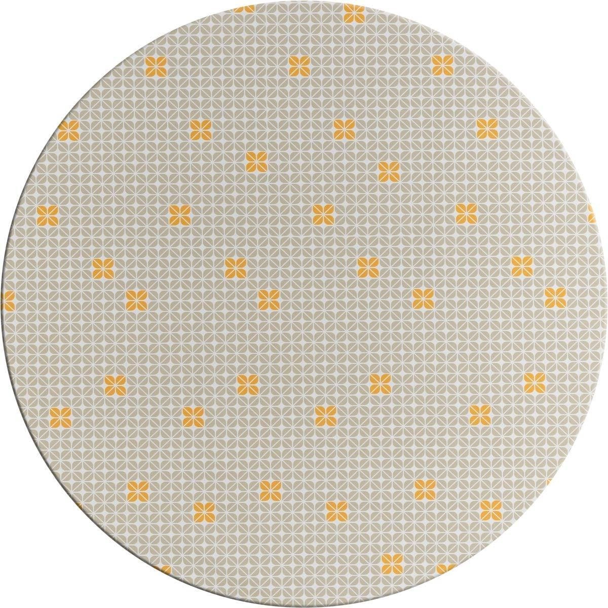 MixMamas Rond Tafelzeil - Ø 140 cm - Graphic-flower-taupe-oker