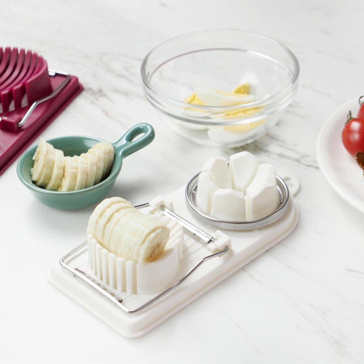BOTC Eiersnijder 2 in 1 - Egg slicer - Metalen Snijdraden - Eiersnijder - Wit