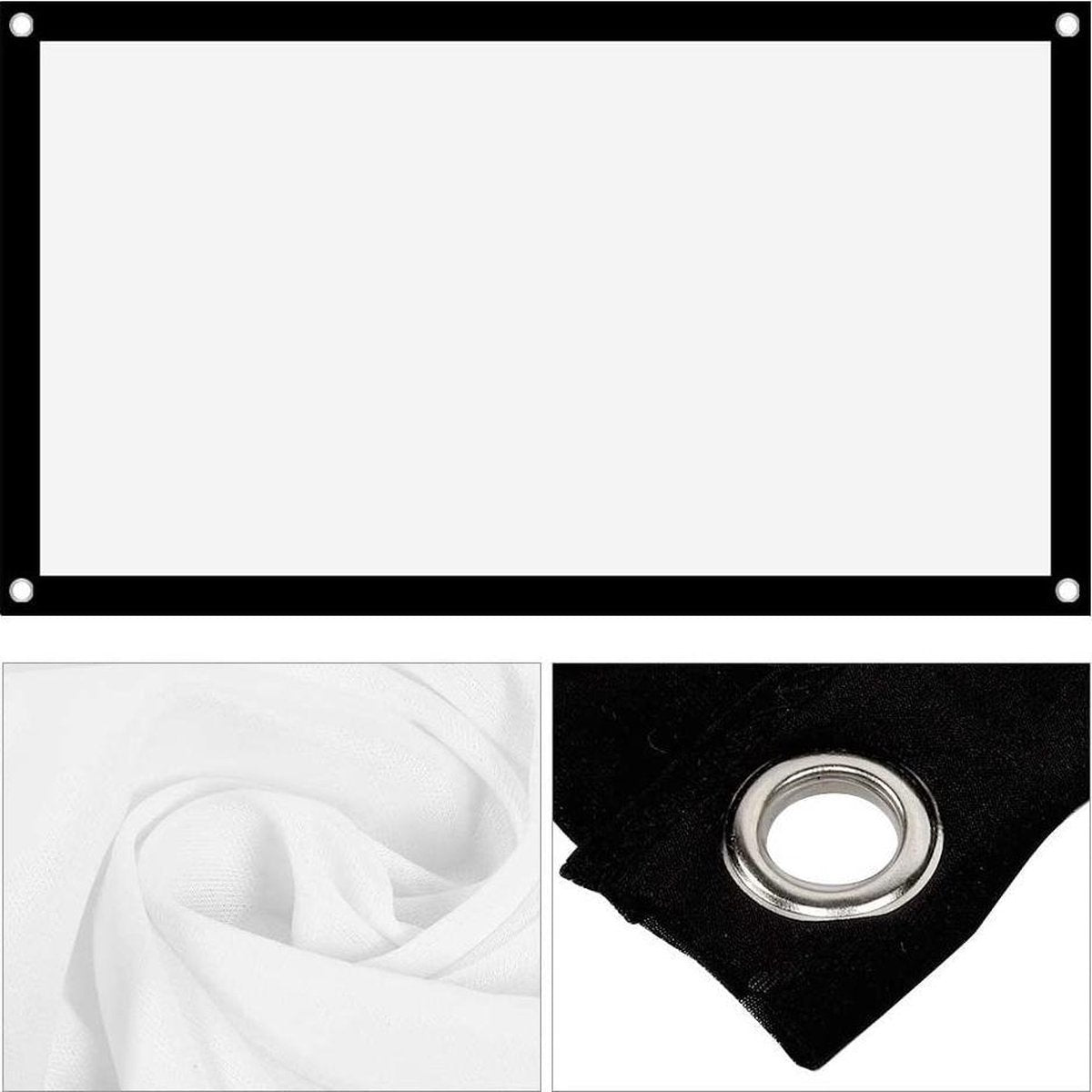 projectiescherm -ASHATA Roller Screen Projector Screen 16: 9 Projection Screen Portable Foldable Projector Screen