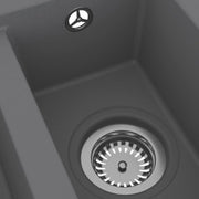 vidaXL Gootsteen dubbele bakken met overloopgat graniet grijs  VDXL_147086