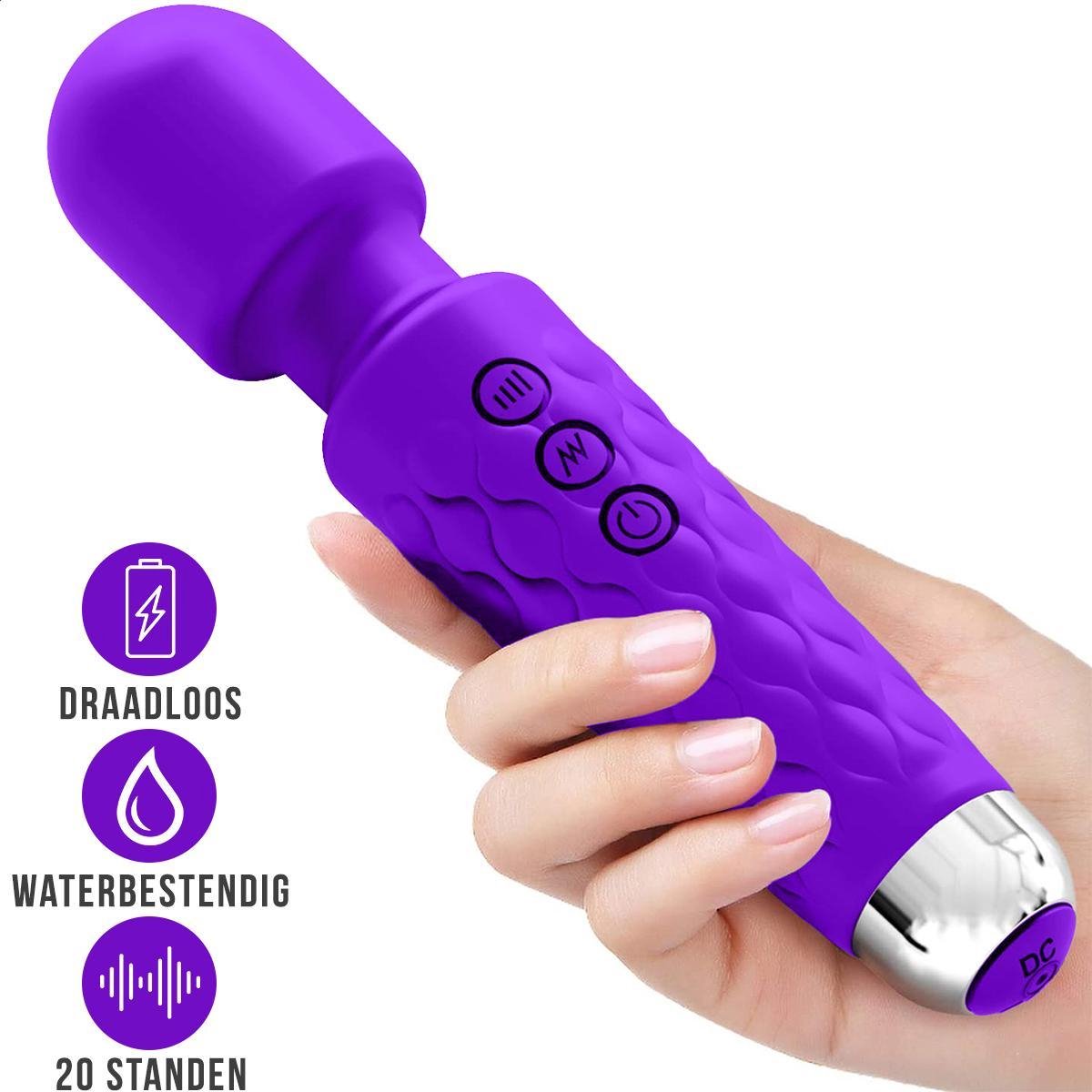 Magic Wand  Vibrator Portable  | Paars | Heerlijk de Clitoris Verwennen | 20 Vibrators modes en 8 Vibratiesnelheden | Seksspeeltje | Vibrator vrouwen | Clitoris vibrator | USB oplaadbaar