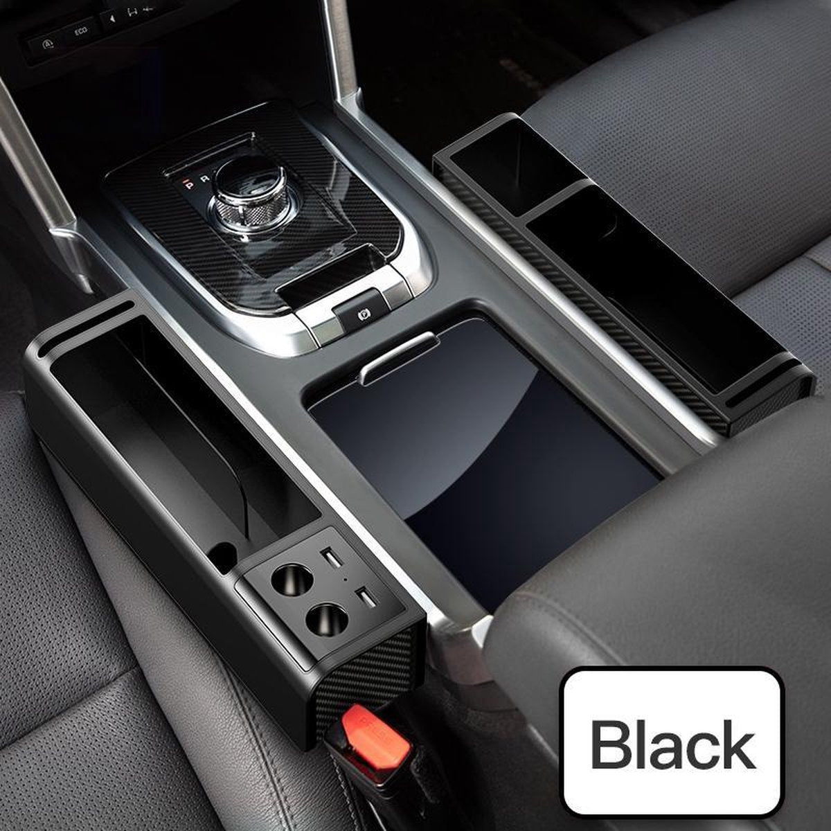 ByS - Luxe Oplaadbare Auto Stoel Organizer - Car Seat Organiser - Zwart - 2 Stuks - Links & Rechts