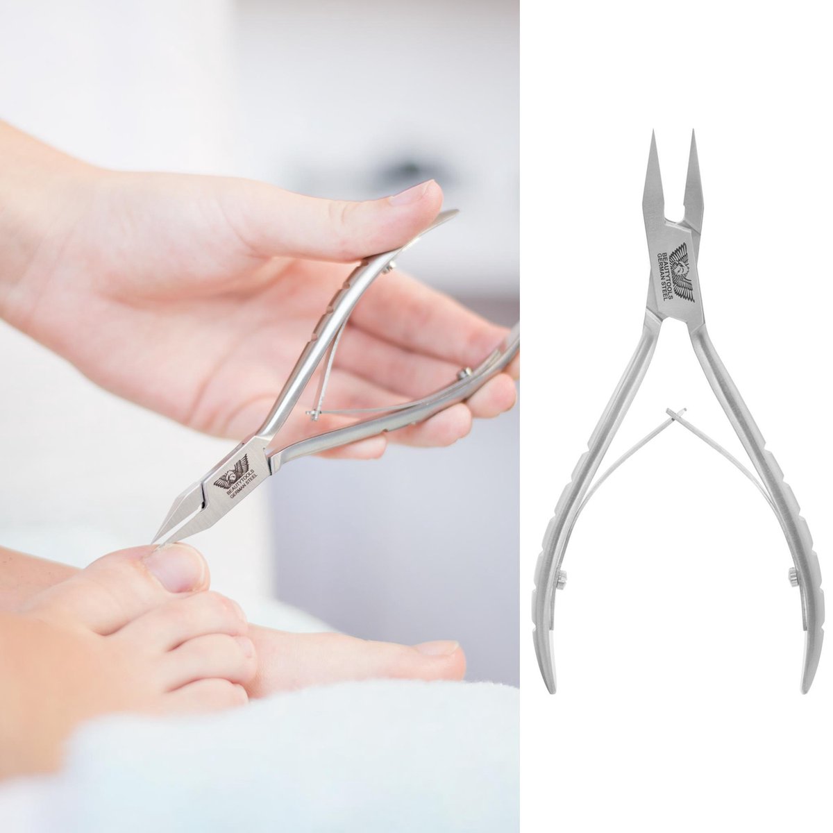 BeautyTools INOX Nagelknipper/Nageltang Met Stevige Bek Voor Harde Teennagels - Hoektang (Voor Ingegroeide Teennagels) - 14 mm Rechte Bek (Sterk) (NN-2540)