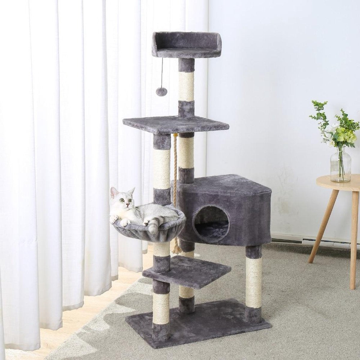 TBG Huisdier Krabpaal Toren Condo Huis Krabpaal Speelgoed voor Kat Kitten Kat Springen Speelgoed met Ladder Spelen Boom AMT0051GY