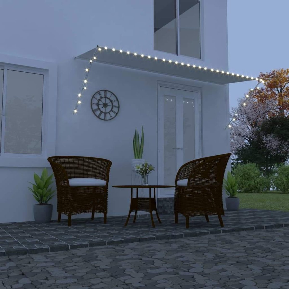 Luifel uittrekbaar met LED 400x150 cm cr√®me