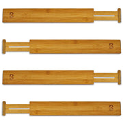KitchenBrothers Bamboe Lade Organizer voor Bestek/Keuken/Bureau/Make-Up – Bamboo Ladeverdelers Uitschuifbaar – Bestekbak - Verstelbare Opbergbak - Set: 4 Stuks - Hout