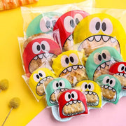 LOUZIR  100 x Transparante Cellofaan Plastic Traktatie cadeau Zakjes - uitdeelzakjes Monster - Snoepzakjes