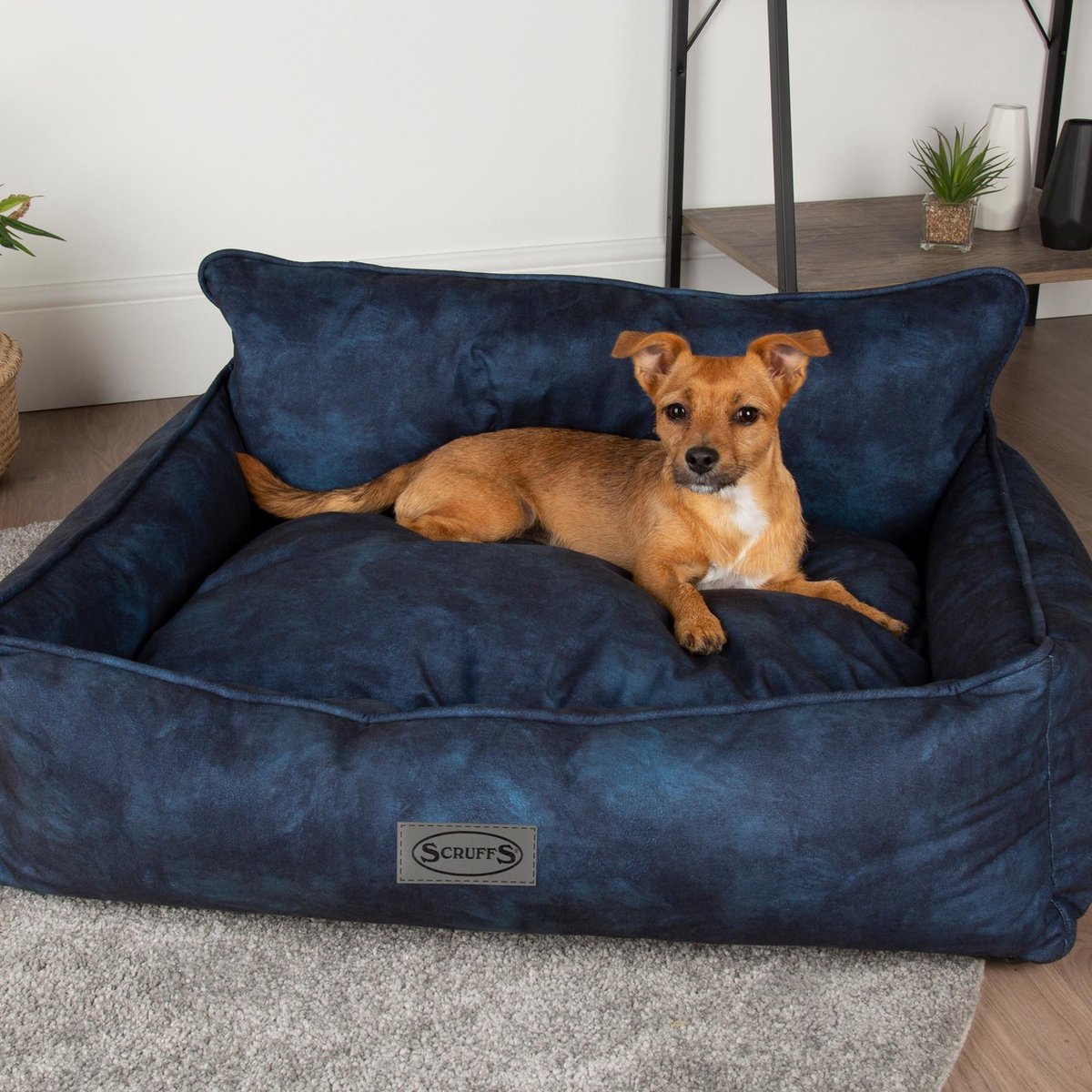 Scruffs Kensington - Stijlvolle eco-leren hondenmand - in blauw