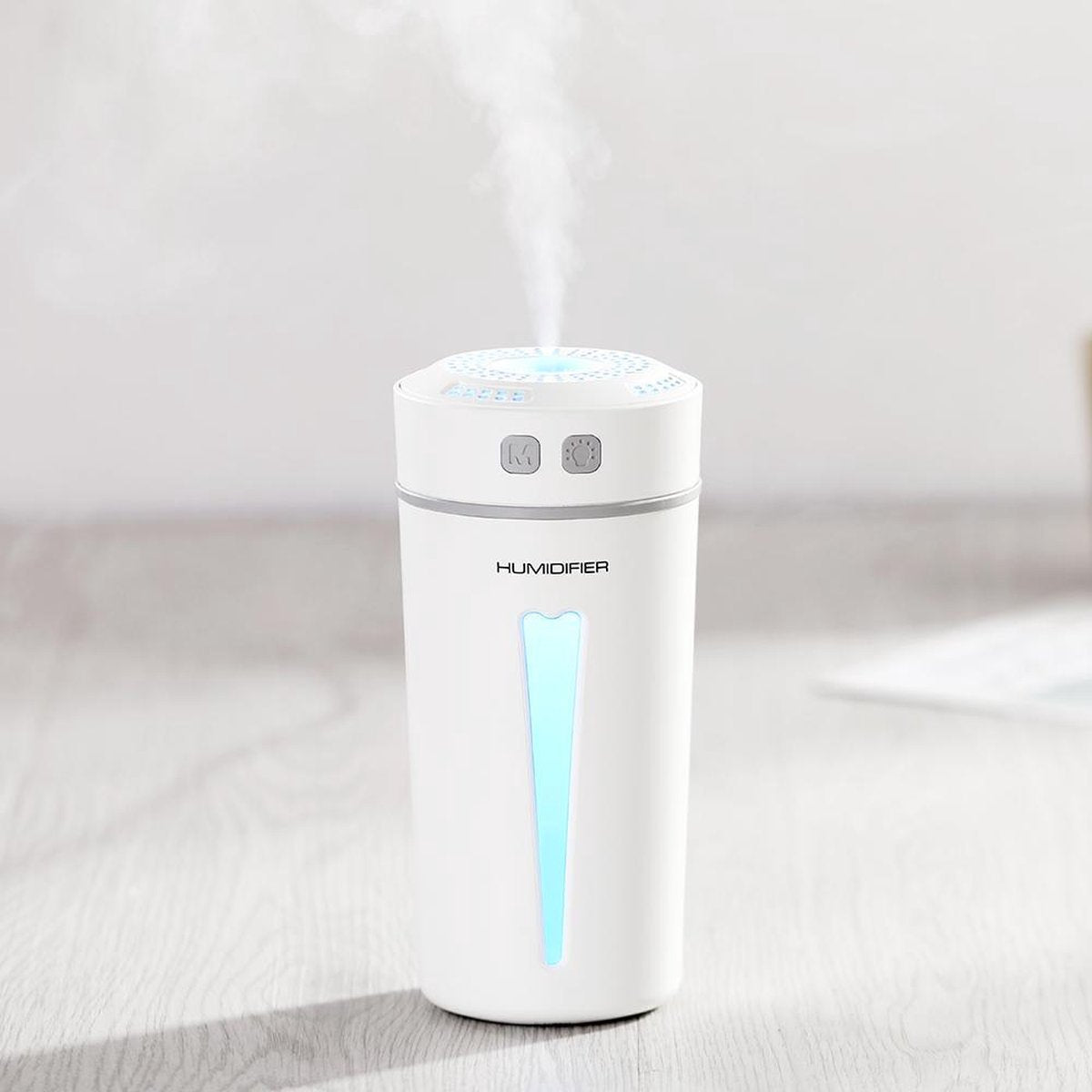 Phannie Luchtbevochtiger met Aromatherapie  - 7 LED Kleuren - Verdamper en Vernevelaar - Auto Babykamer Slaapkamer - Draagbaar - Wit