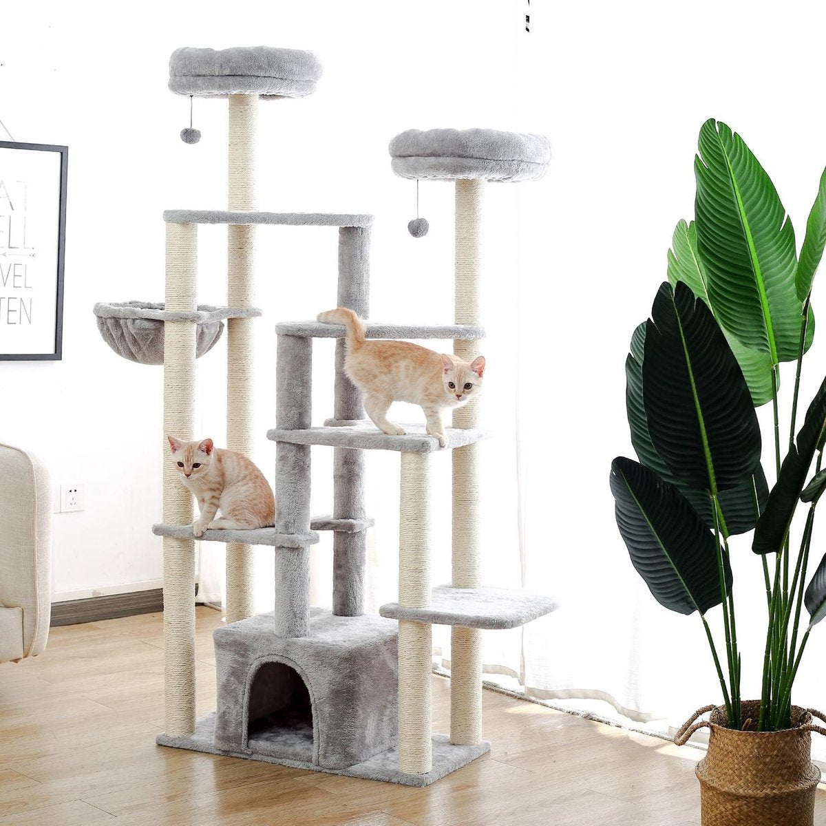 TBG Huisdier Krabpaal Condo Huis Scratcher Krabpaal Klimboom Speelgoed voor Kat Kitten Beschermende Meubels AMT0073GY