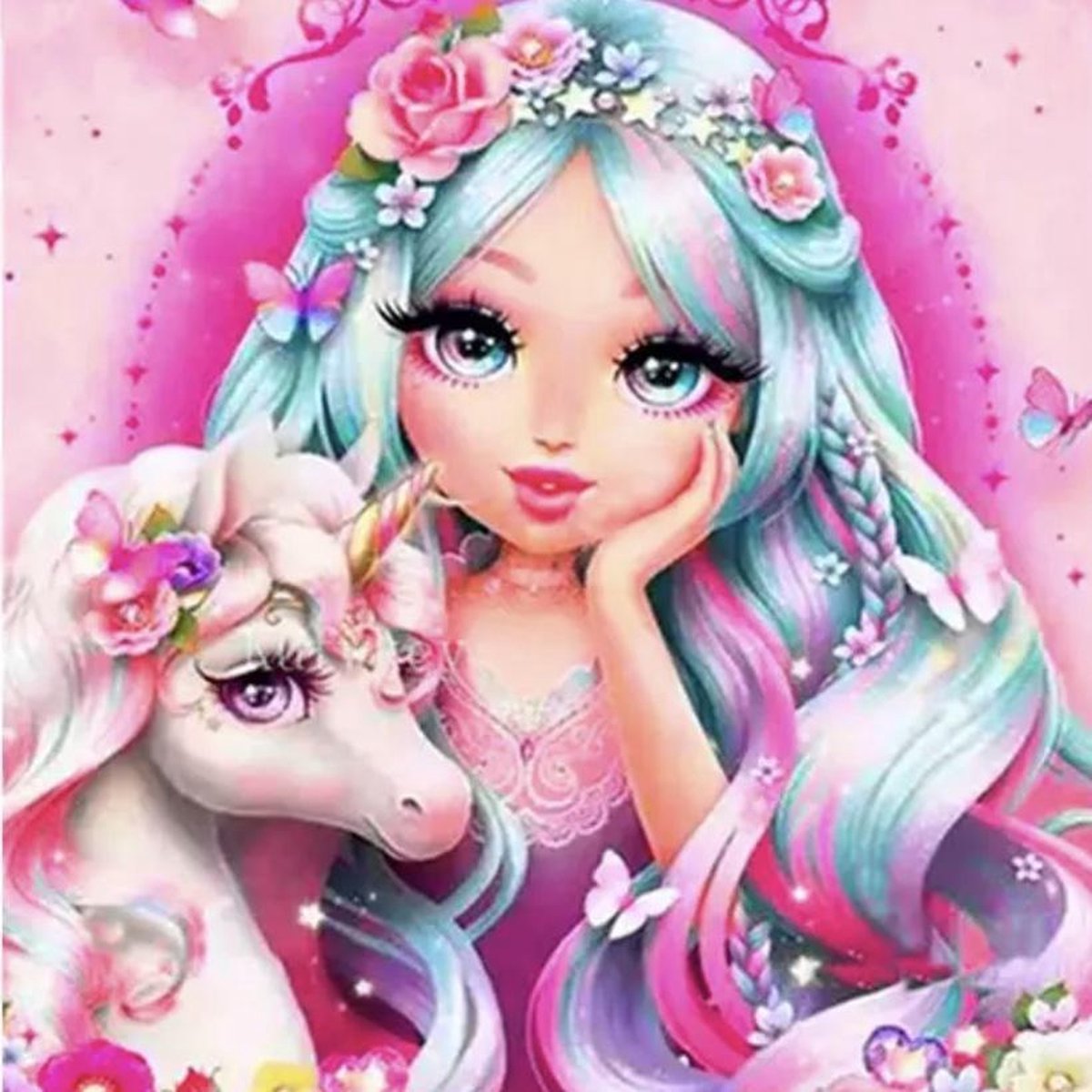 Diamond Painting Unicorns - Diamond Painting Eenhoorns - Volledige Bedekking - Vierkante Steentjes - 20 x 25 cm