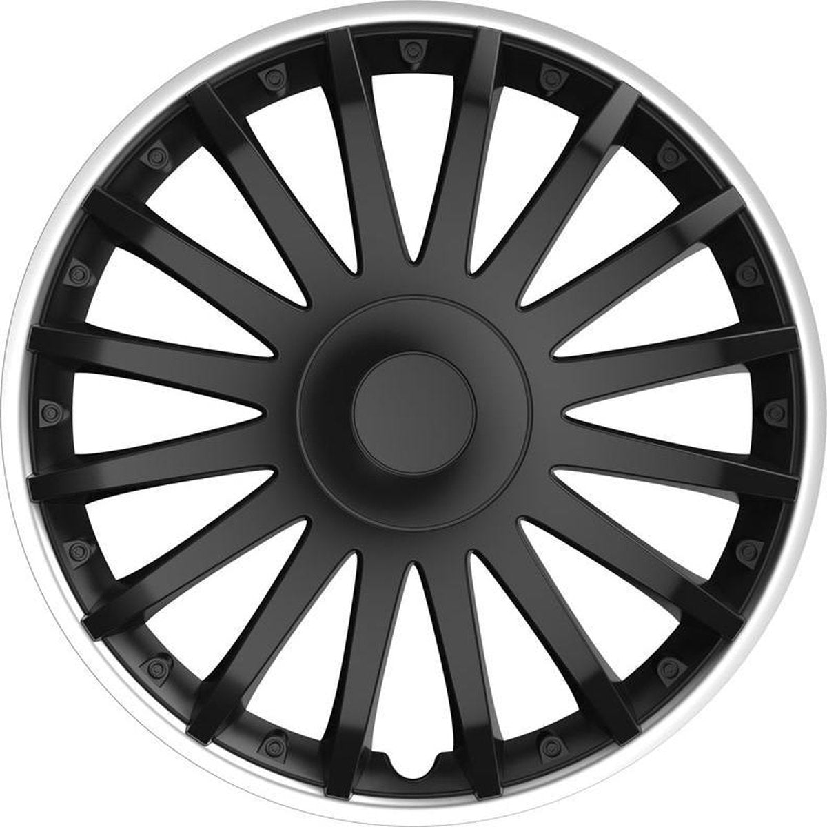 Wieldoppen 15 inch - Crystal SO zwart zilver - 4 stuks
