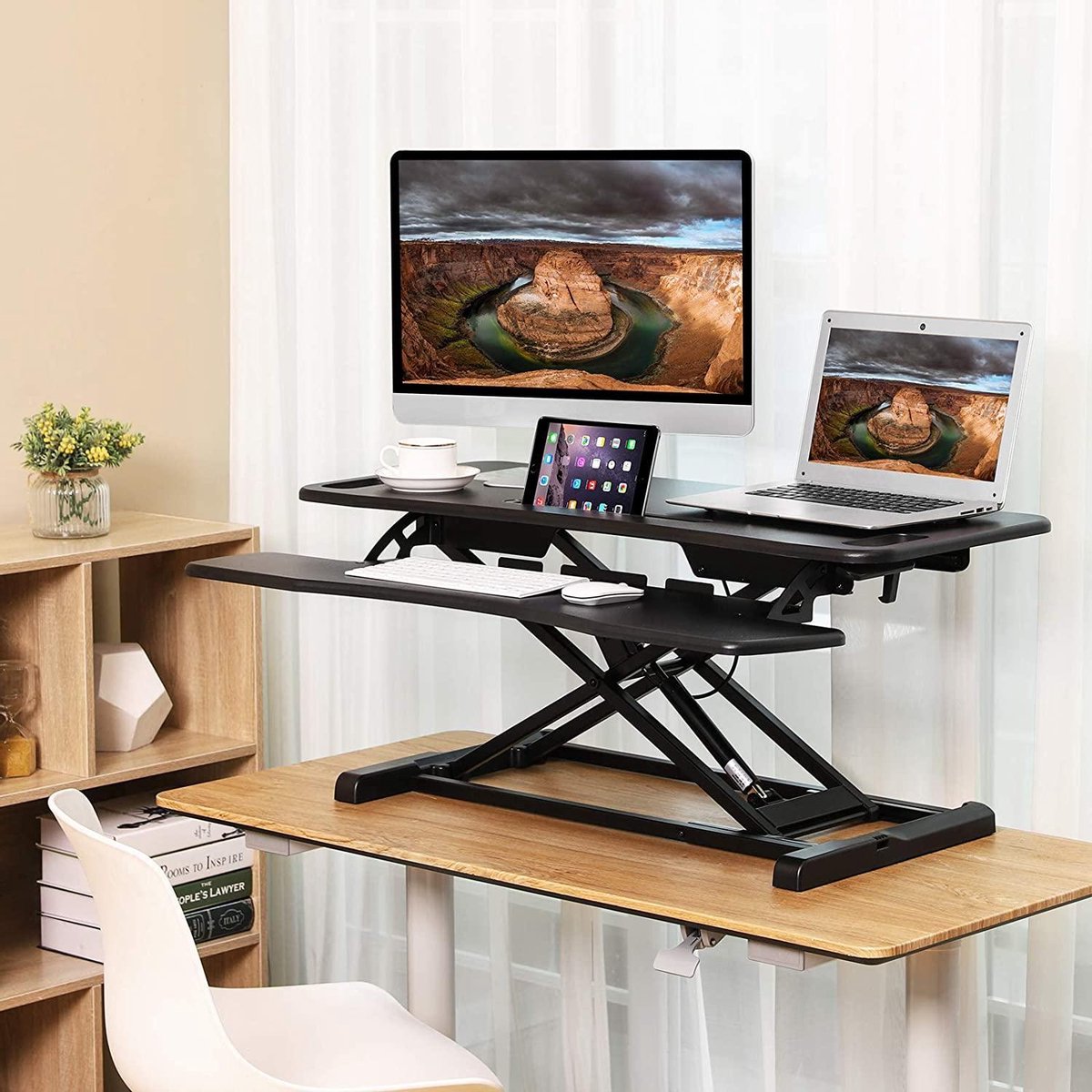 SONGMICS In hoogte verstelbaar zit-sta bureau