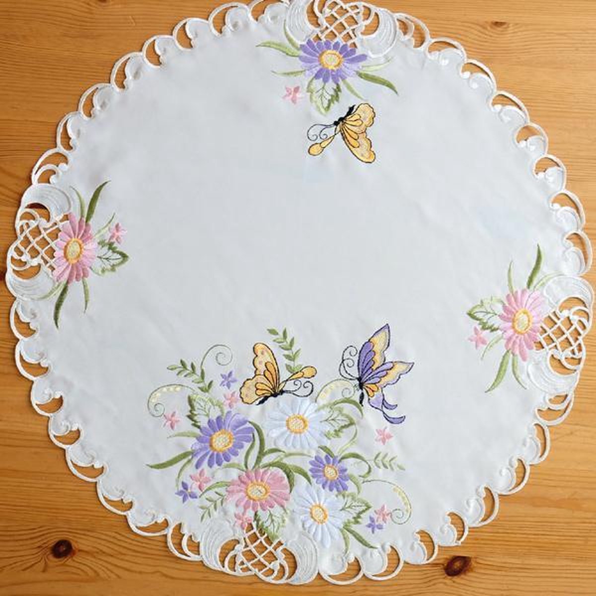 Tafelkleed serie - Vlinders en bloemen - Rond 60 cm
