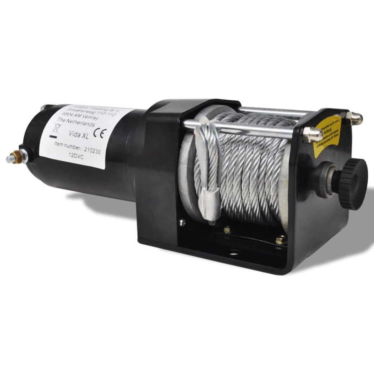 Elektrische lier met montageplaat en rollenvenster - 285 x 105 x 105 m - Zwart