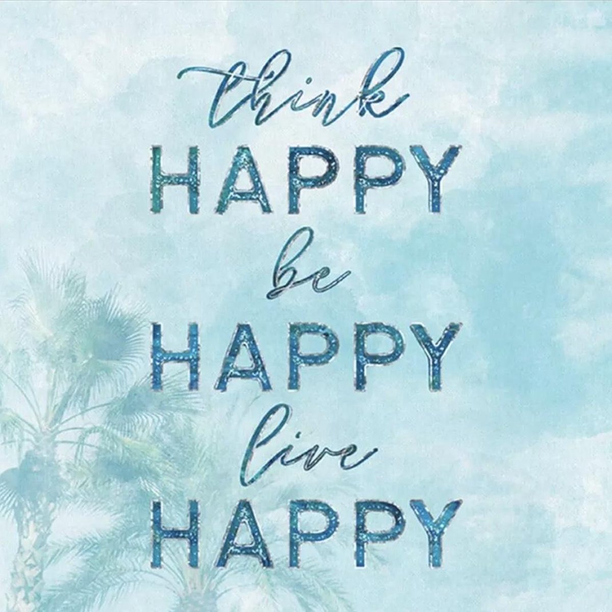 Diamond Painting Volwassenen  - Tekst - Think Happy - Volledige Bedekking - Ronde Steentjes - 20 x 20 CM