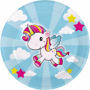 24x stuks party bordjes eenhoorn print 23 cm - Verjaardag thema feestartikelen Unicorn - Materiaal: karton
