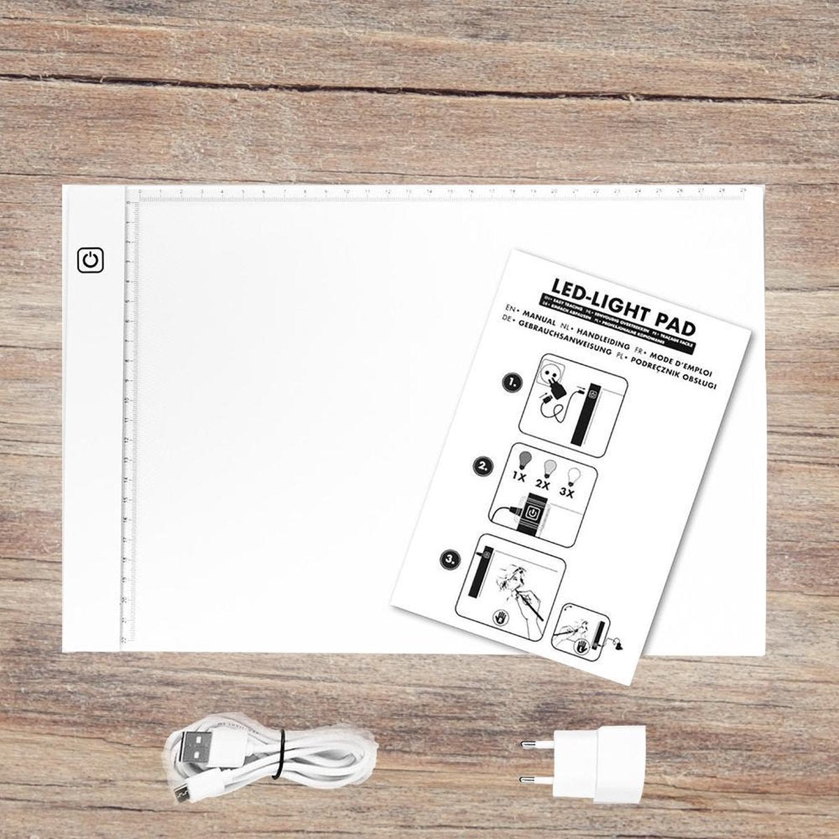 LED Lightpad - Diamond Painting - A4  - Lichtbord Dimbaar 3 Standen - Met geïntegreerde Lineaalrand Wit