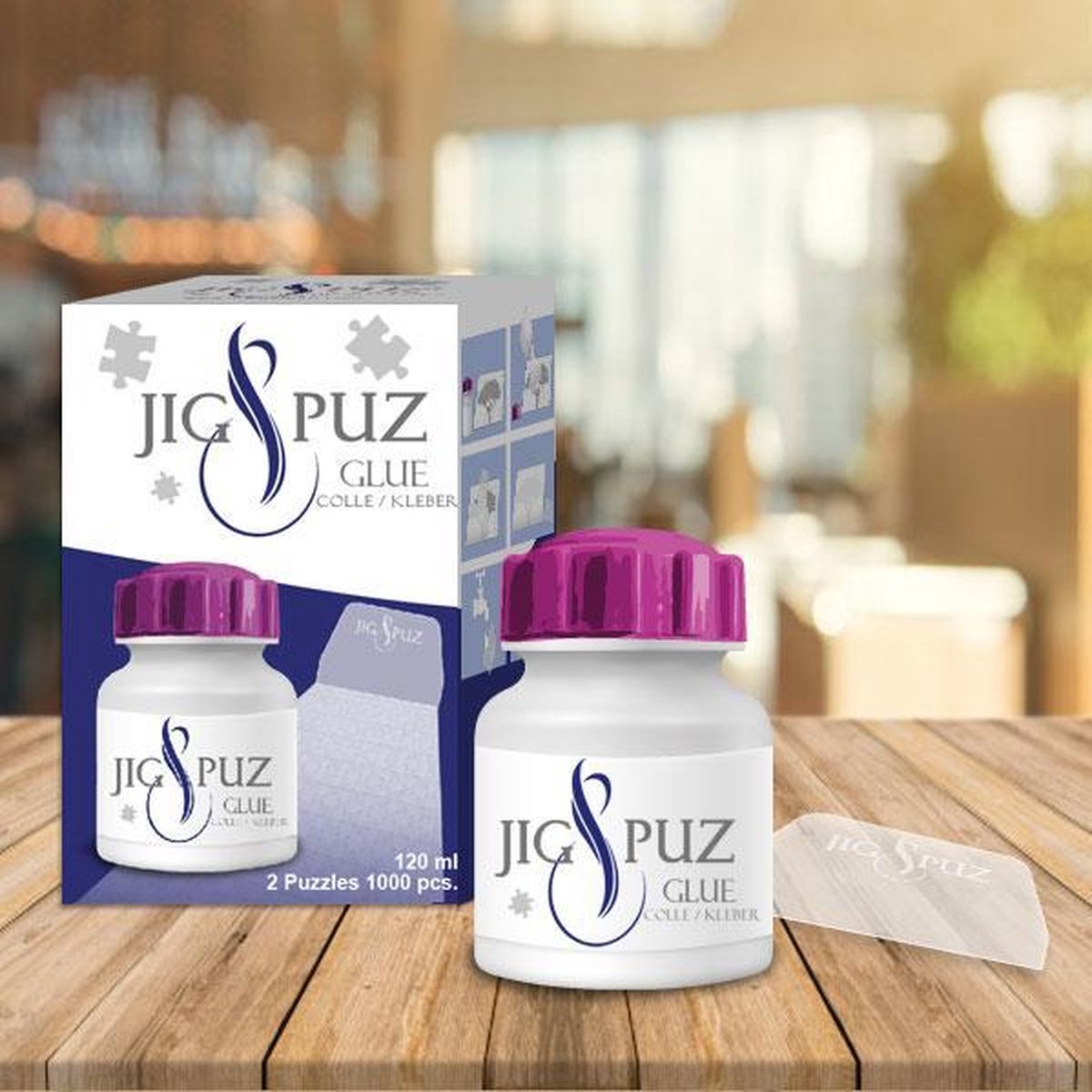 Lijm  120 ml met spatel  voor  2  x 1000 stukken Puzzles