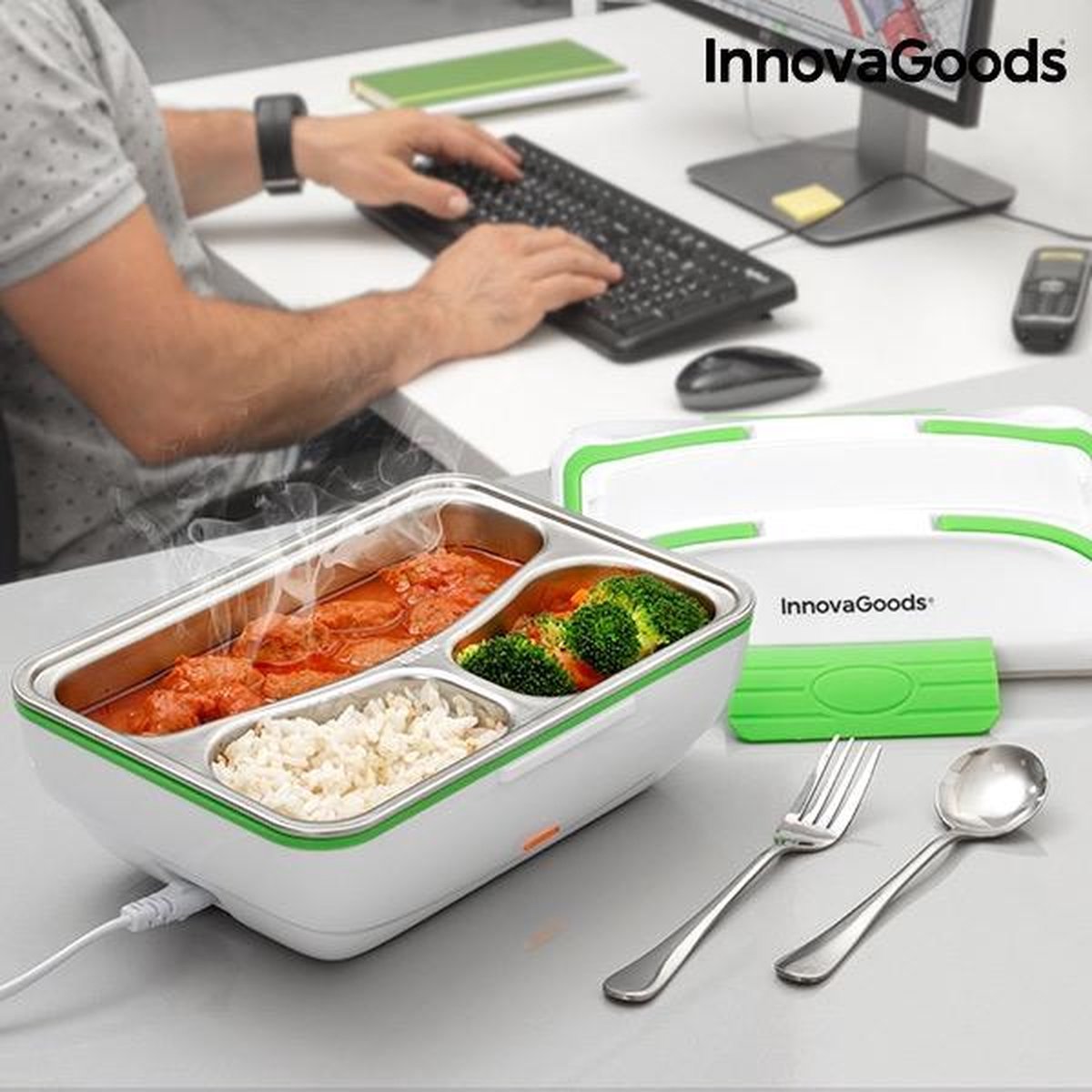 InnovaGoods Pro 50W White Green Elektrische Lunchbox