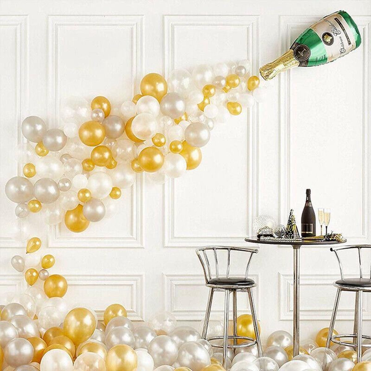 Bruiloft Verjaardag -Champagne Fles Aluminium Ballon Set (42-delige set)