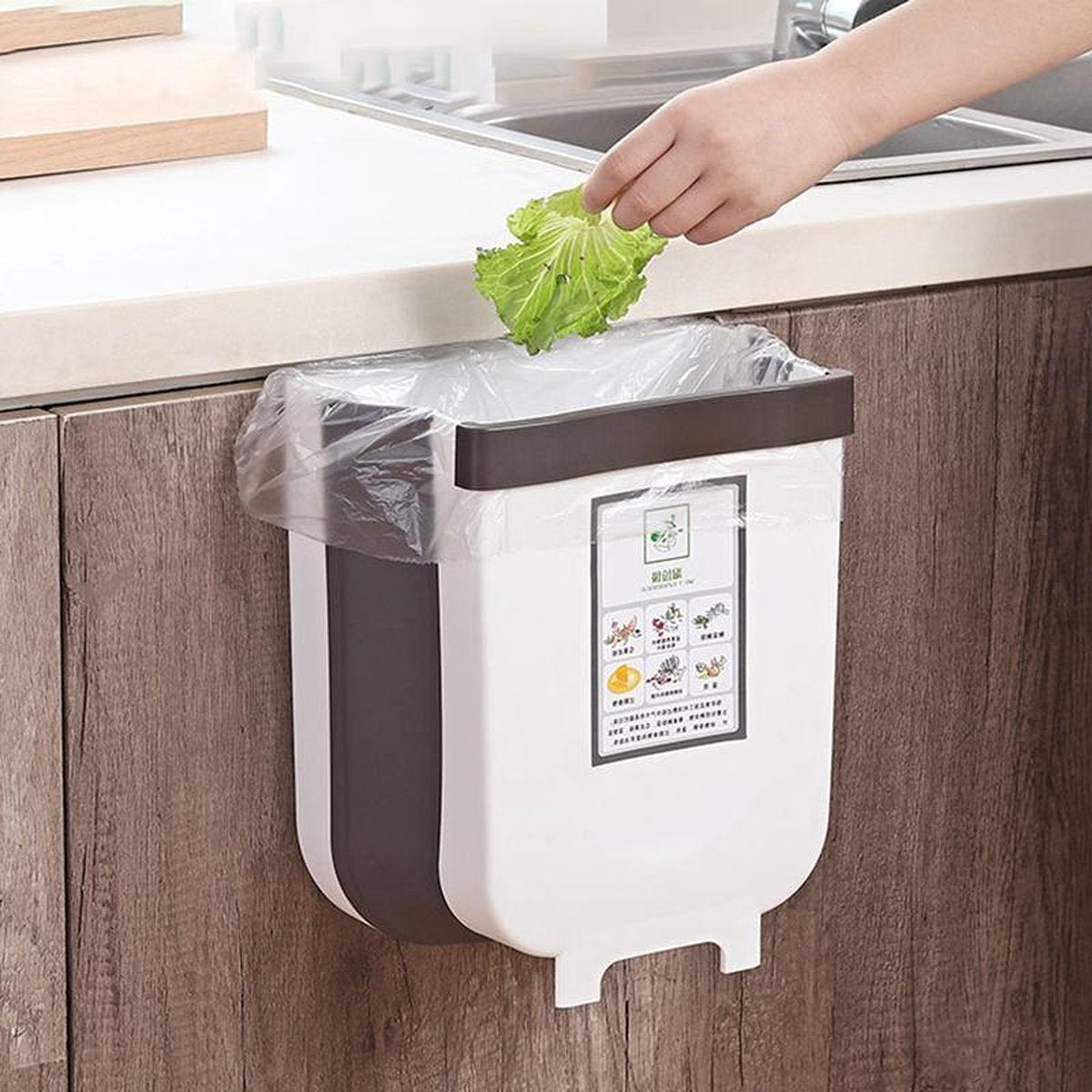 Keuken afvalbak - Hangende groenteafval prullenbak - Hanging trashcan - Uitvouwbare vuilnisbak - Handige afvalcontainer