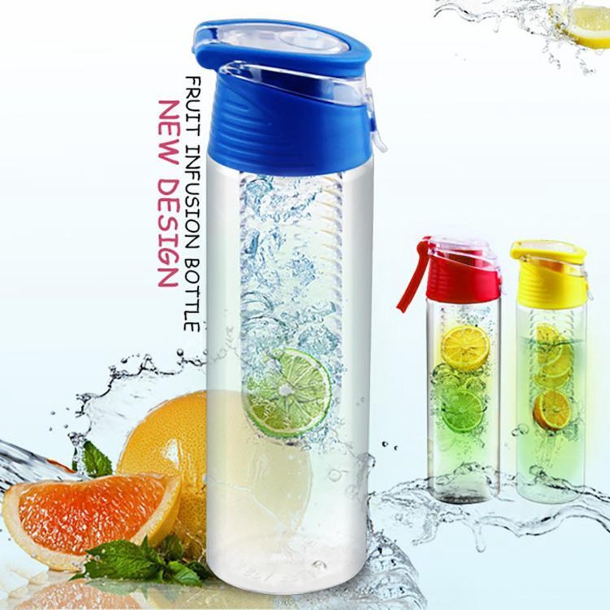 FIGURETTA waterfles met infuser | inhoud 0.7 ltr  | BPA-vrij  | blauw