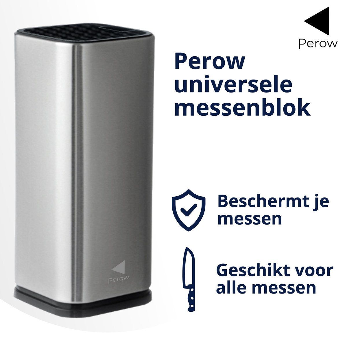 Perow Universele Messenblok – Messenblok zonder Messen – Messenhouder – Universeel - RVS