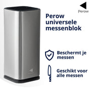 Perow Universele Messenblok – Messenblok zonder Messen – Messenhouder – Universeel - RVS