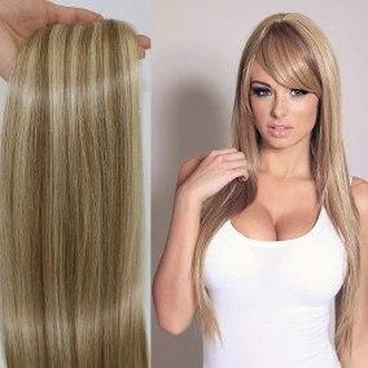 Clip In Hairextensions  kl18/613 "latte macchiato mix " 55/60cm 100%Echt haar extensions 160gram