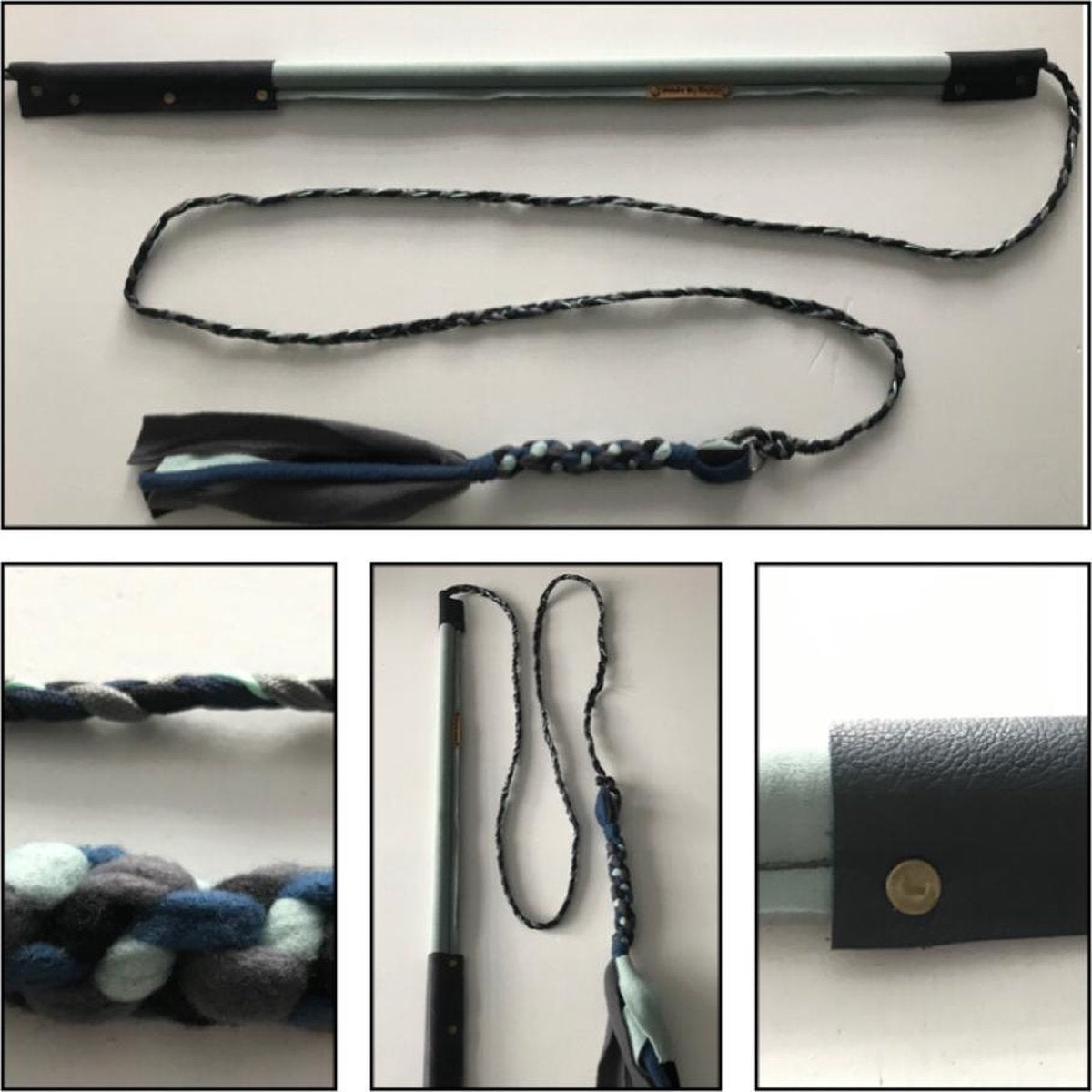 Hondenspeelgoed. Flirtpole maat 2 in de kleuren mintgroen en antraciet. Hondenhengel. Hondentraining. MadeByShuko