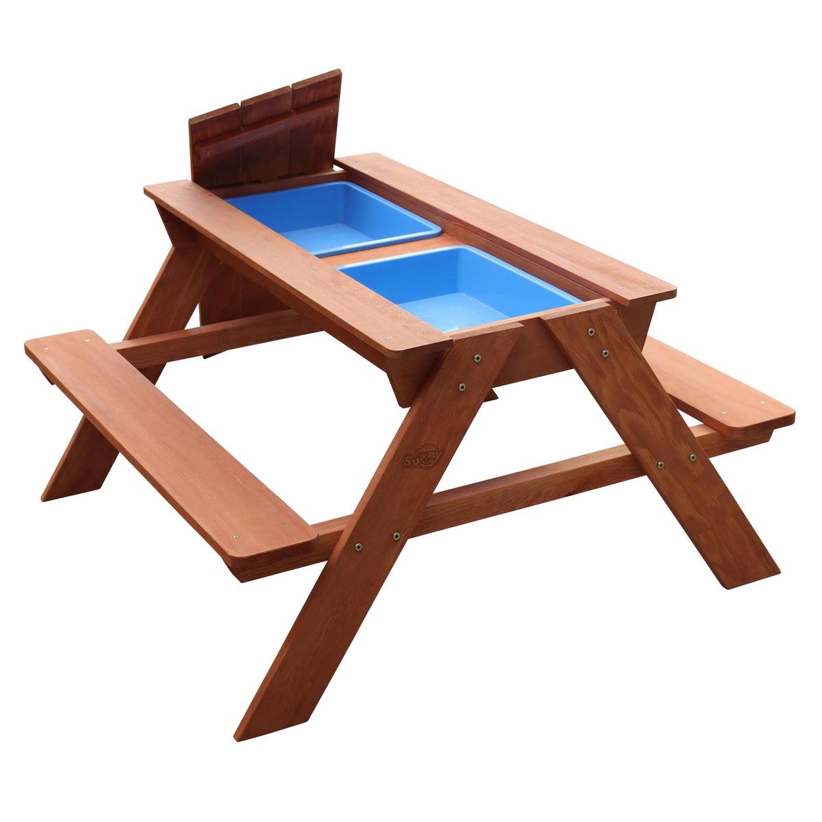 Sunny Dave Zand & Water Picknicktafel Bruin - FSC Hout - 2 uitneembare kunststof bakken