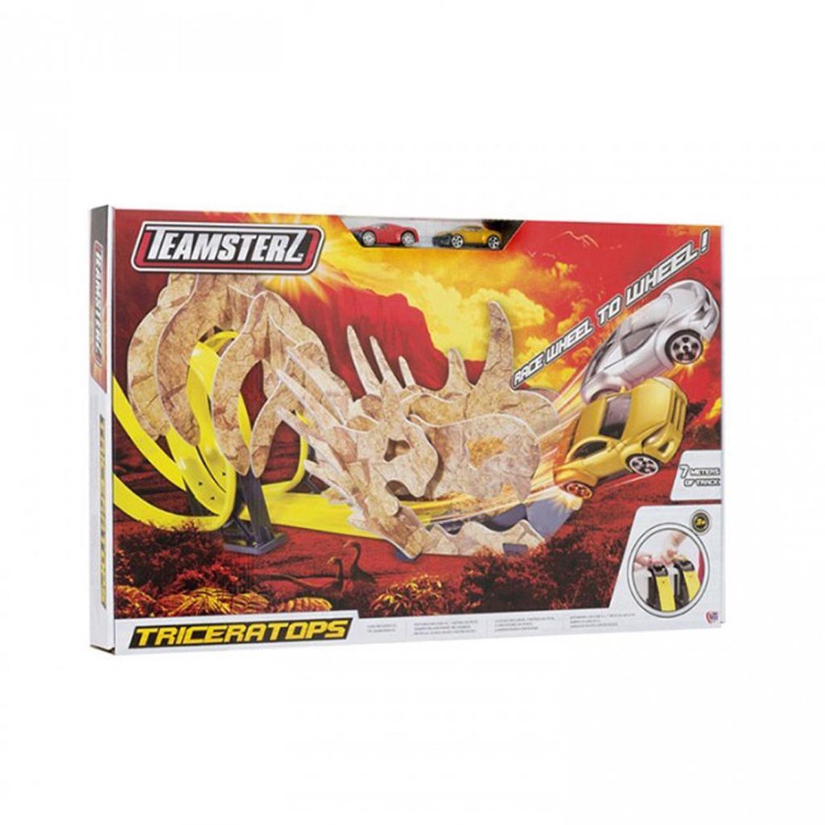 HTI Teamsterz Triceratops Racebaan met 2 Auto's 7 m