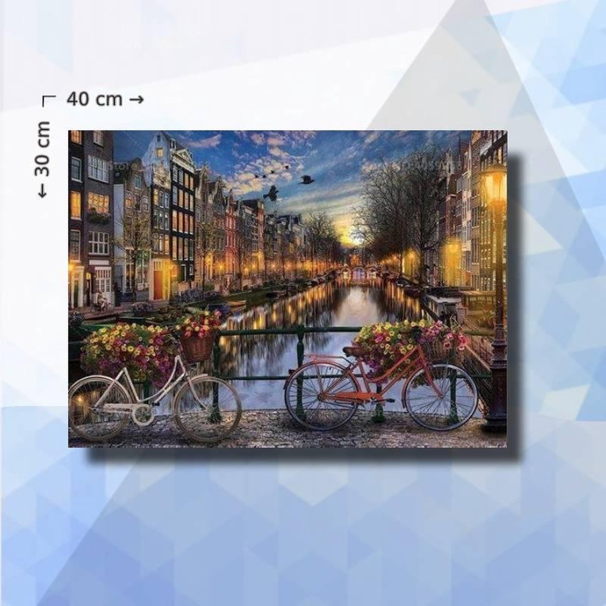 Diamond Painting Pakket Amsterdamse Grachten - vierkante steentjes - 40 x 30 cm