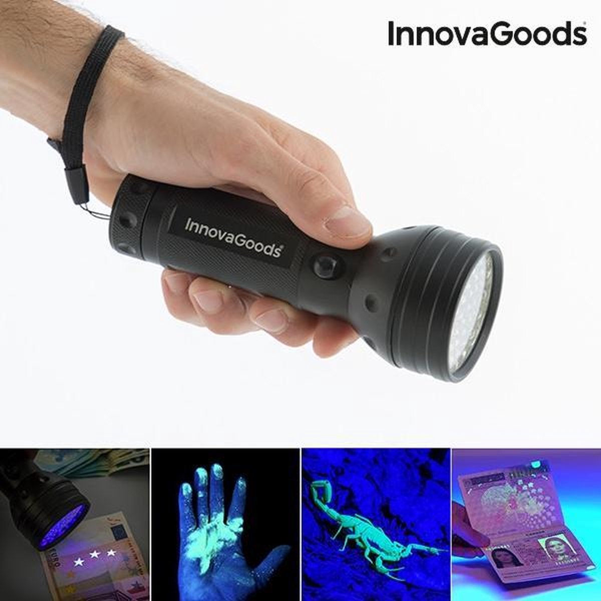 InnovaGoods Led Zaklamp met UV-Licht - Zwart - 5