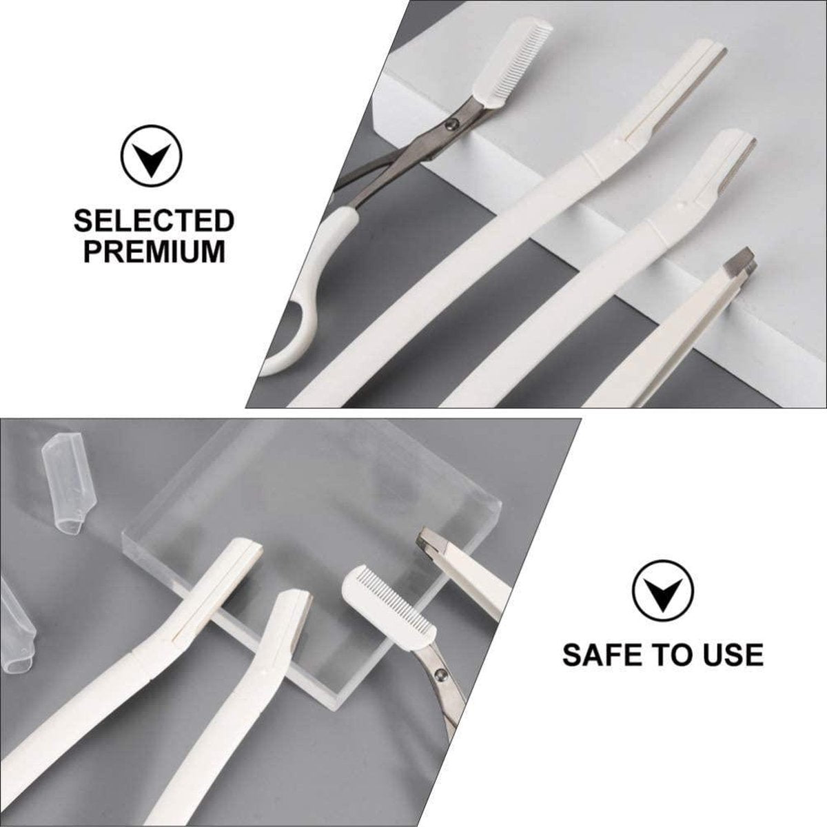 BOTC Pincet Epileer Sets - Schaar Pincet 4 In 1 -  Wenkbrauw Kit -  Neus Ontharing Schaar - Wit