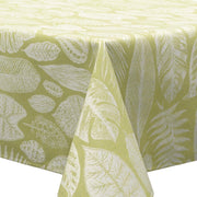 MixMamas Tafelkleed Gecoat Jacquard Tropische Bladeren – 140 x 250 cm – Groen