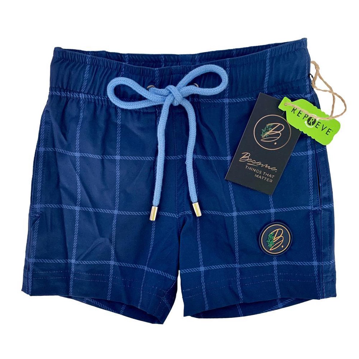 Become - Zwemshort jongen blauw met ruitjes (110-116)