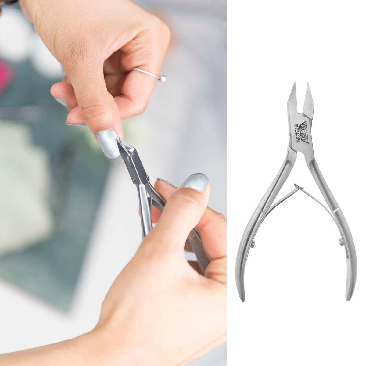 BeautyTools INOX Nagelknipper/Nageltang Met Spitse Bek Voor Nagelhoekjes - Hoektang (Voor Ingegroeide Teennagels) - 14 mm Rechte Bek (NN-0164)