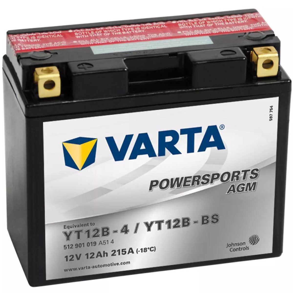 Varta Motor AGM Powersports Accu / Batterij YT12B-4/YT12B-BS