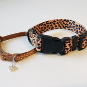 Hondenhalsband Panterprint - 2 stuks - Duo Pack - Polyester - Halsband Met Bedel - S - Kleinere honden - 18-31 CM Halsbreedte