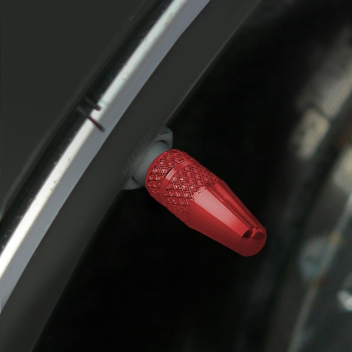 kwmobile 5x Ventieldopjes - Metalen dopjes voor Prestaventiel in rood - Voor mountainbikes en racefietsen