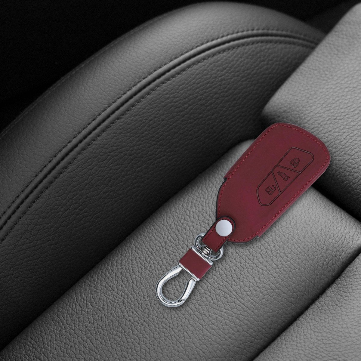 kwmobile autosleutelbehuizing voor VW Golf 8 3-knops autosleutel - Sleutelbehuizing autosleutel - Sleutelhoes in donkerrood