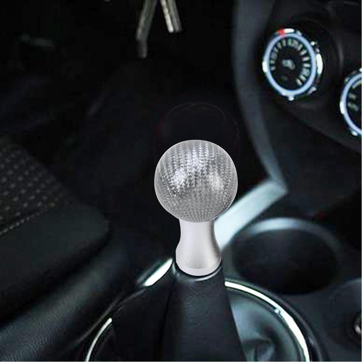 Universele Auto Pookknop Gemodificeerde Auto Pookknop Auto Transmissie Pookknop Carbon Lead Pookknoppen met Drie Rubber Covers