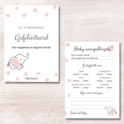 Babyshower Invulkaarten Dots Pink 10 Stuks - A6 300 Grams - Baby Voorspellingen - Babyshower Spelletje